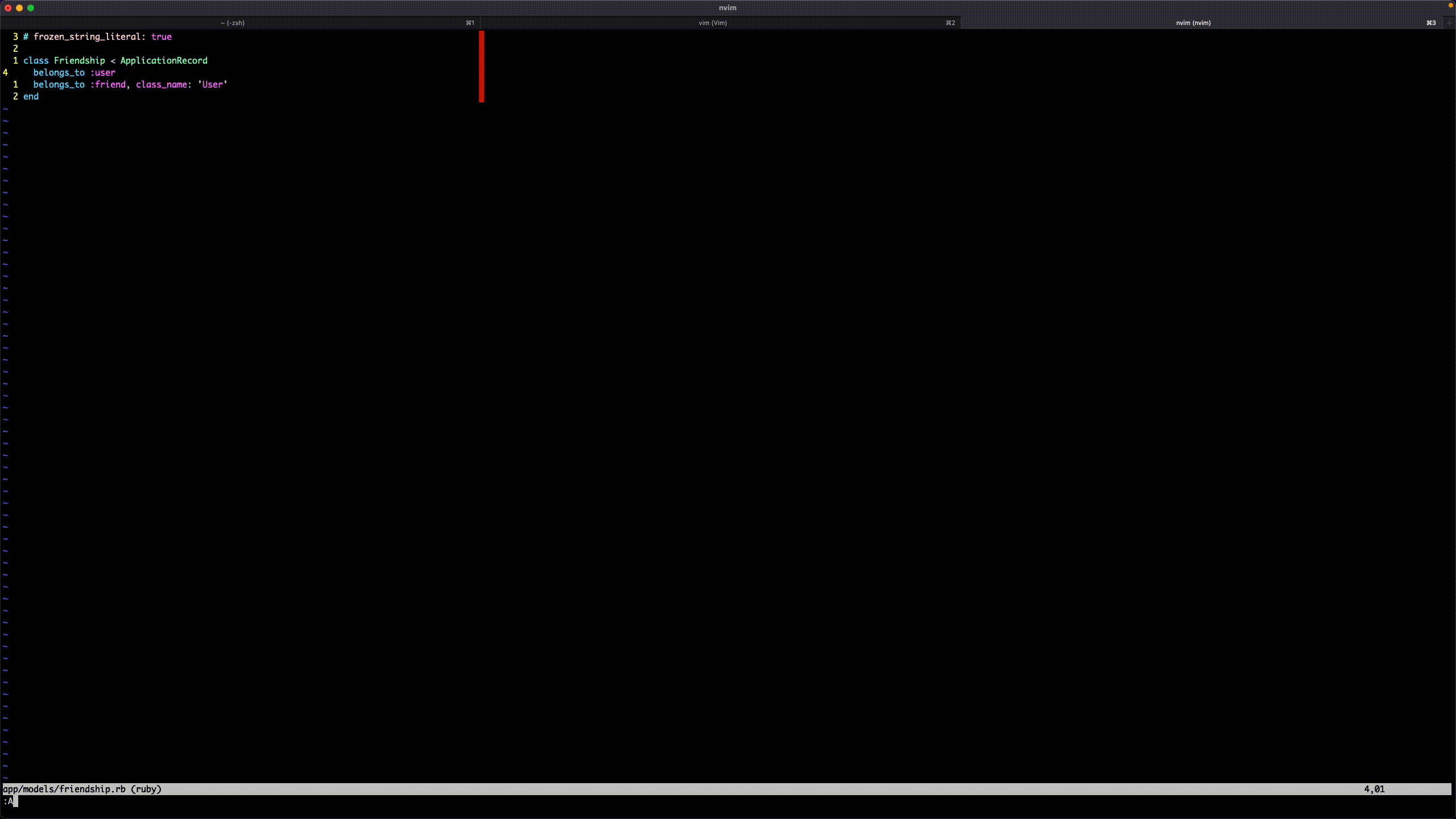 Rails A, AV, AS commands
